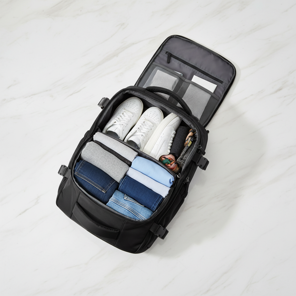Zaino flat lay